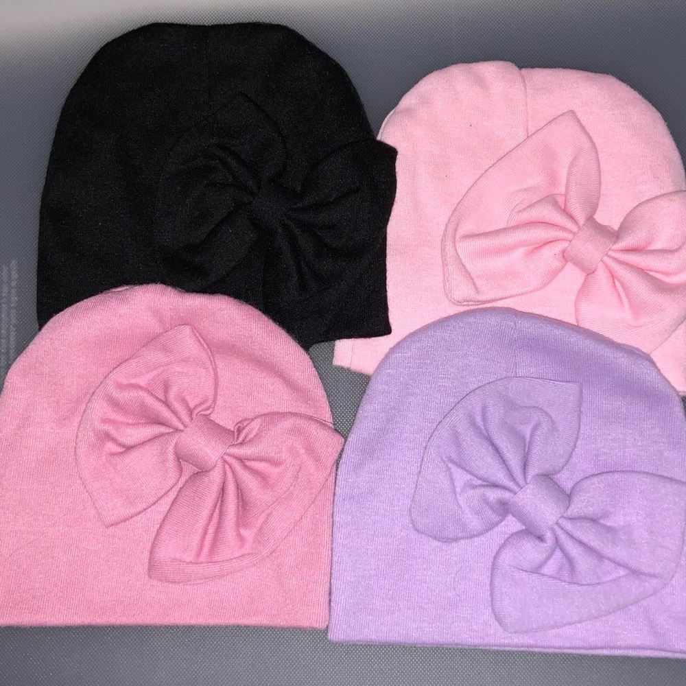 Amazon Kids Beanie Set - Black, Pink, Lavender